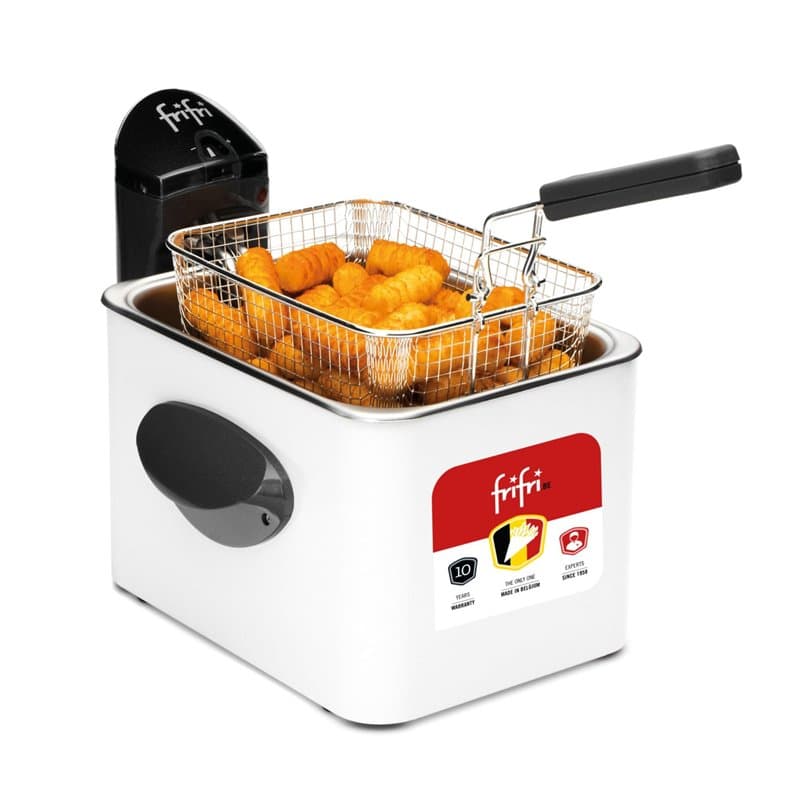frifri - Friteuse Expert 4,5L Blanc Métal 3200W - Design Rectangulaire avec Couvercle Duofil, Technologie Zone Froide, Tête Chau