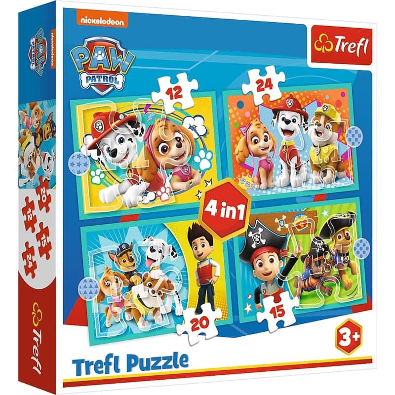 Trefl, Puzzle, Das lustige Team Von Paw Patrol, Von 12 BIS 24 Teilen, 4 Sets, für Kinder AB 3 Jahren