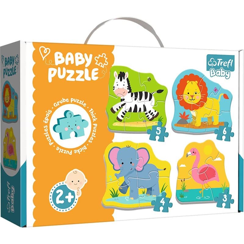 Trefl, Puzzle, Animaux de Safari, de 3 à 6 Pièces, 4 Sets, pour Enfants à partir de 2 Ans