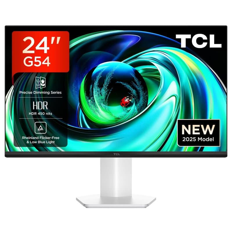 TCL 24G54 – Moniteur Mini-LED 24″, résolution Full HD, 100 Hz, Dalle VA, 450 nits, Fixation VESA, HDR 400, Grand Espace colorimé