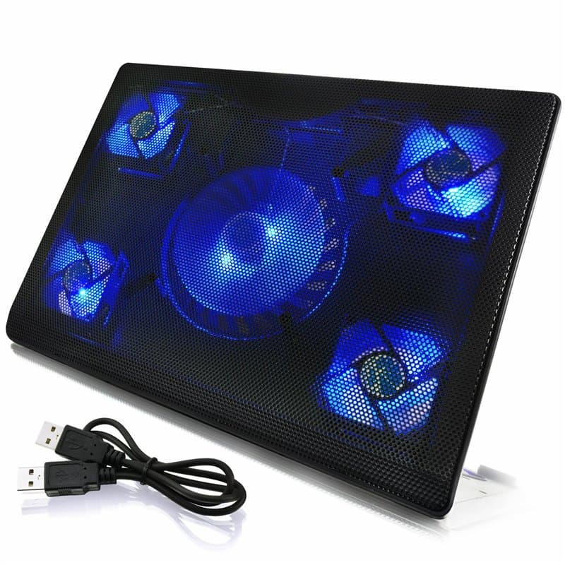 AABCOOLING NC84 - Ventilateur PC avec 5 Ventilateurs et Rétroéclairage LED Bleu | Refroidisseur PC Portable | Support pour Ordin
