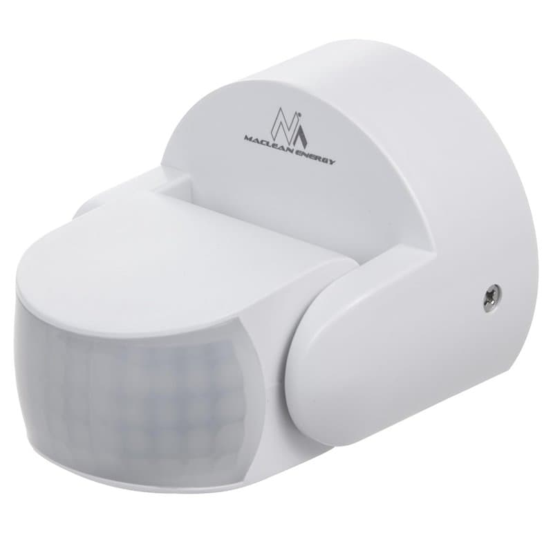 Détecteur de Mouvement Maclean PIR, Infrarouge, IP65, Blanc, portée 12m, Charge Max. 600/1200W, MCE468 W