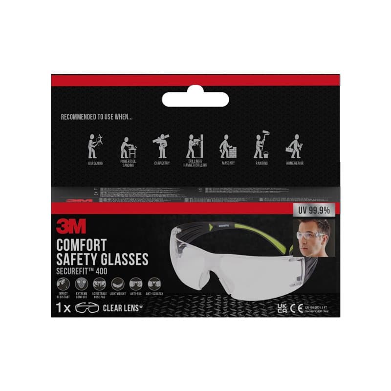 3M SecureFit 400 Lunettes de sécurité, transparentes, SF400C