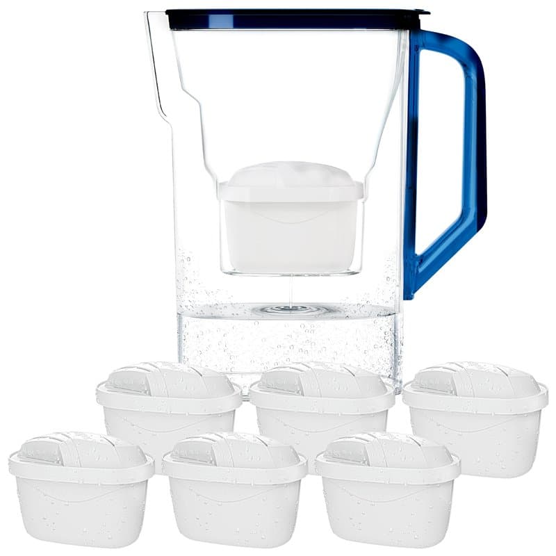 Wessper Carafe Filtrante avec Filtre, Carafe pour porte de réfrigérateur 2,7 L, Cartridges avec Charbon Actif et Résine échangeu