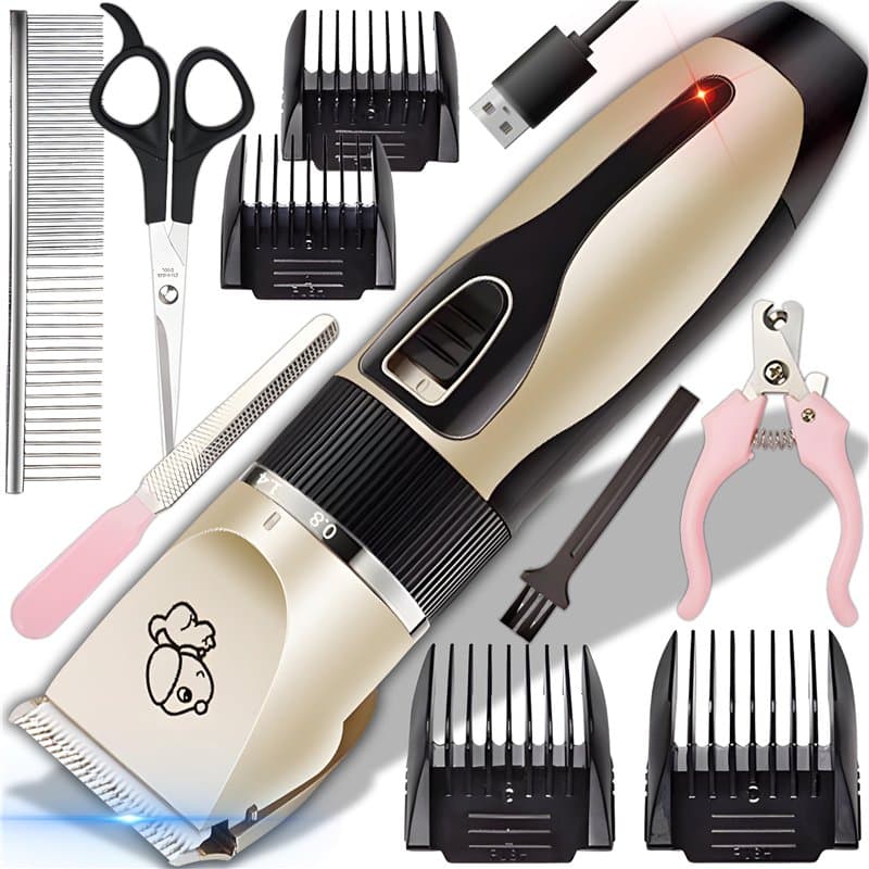 Retoo Tondeuse pour Chiens professionnelle sans fil, 4 Sabots, Faible bruit, idéale pour poils longs et épais, Pour Chat et Autr