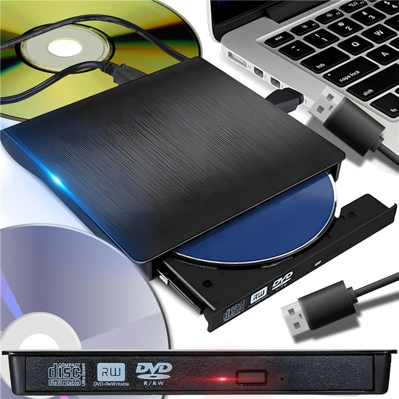 Retoo Lecteur CD Externe USB 3.0 graveur Portable et à Faible Bruit, Lecteur CD DVD RW Drive avec Plug & Play, Slim SuperDrive p