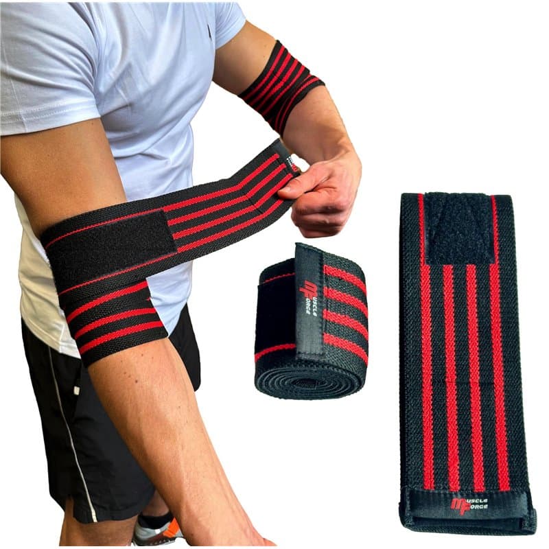MuscleForge® Coudières pour Musculation et Haltérophilie - Sangles élastiques avec fermeture, Coudières pour la stabilisation de