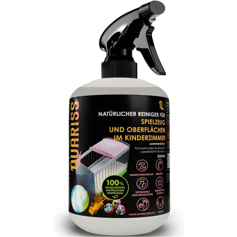 QUARISS Nettoyant naturel pour jouets et surfaces dans la chambre des enfants - spray hygiénique pour tout-petits et bébés, tapi
