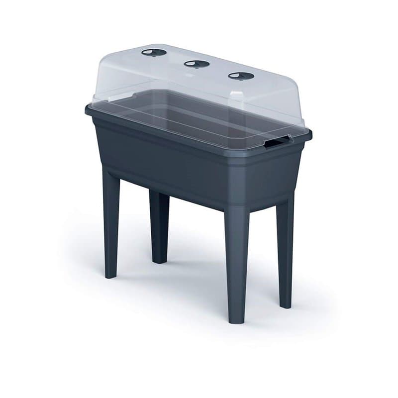 Jardinière haute avec couvercle Prosperplast Respana Planter Ecoline en plastique de couleur anthracite 59,6 (L) x 36,8 (l) x 75