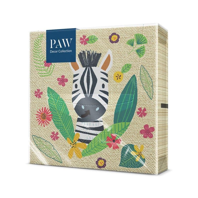 PAW - Serviette Papier 3 Plis (33 x 33 cm) I Lot de 20 I Décoration de Table, Animaux, Jungle. Créé pour les Petits. des Serviet