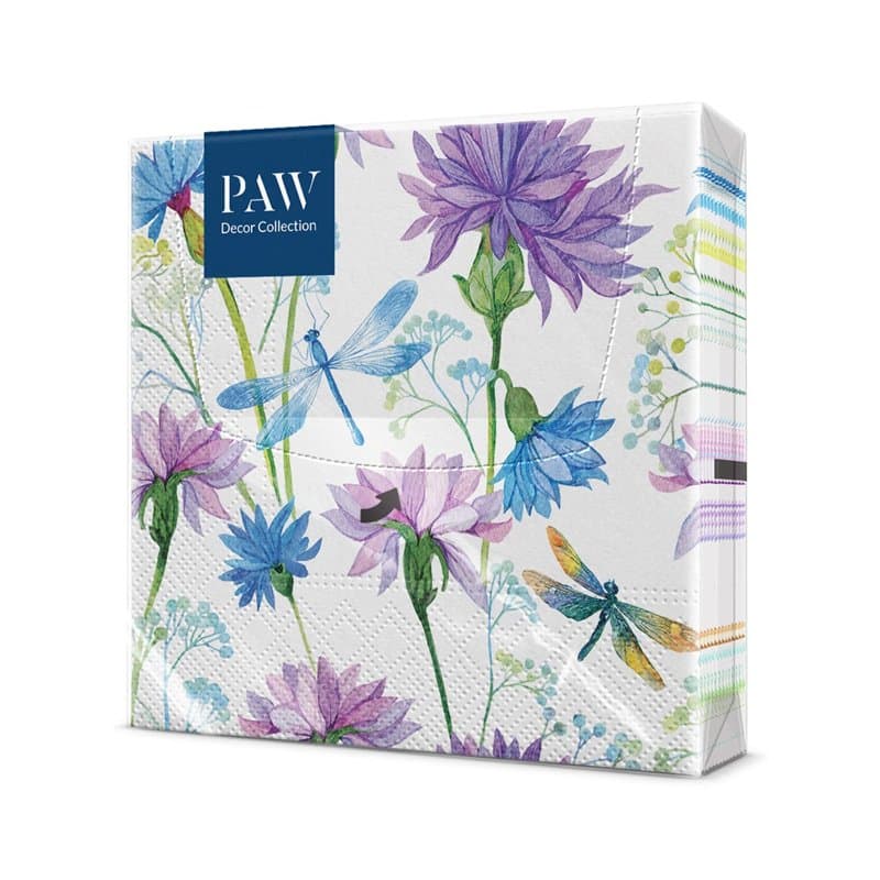 PAW - Serviette Papier 3 Plis (33 x 33 cm) I Lot de 20 I Serviette de Table Papier Idéal pour les Journées Portes Ouvertes, les