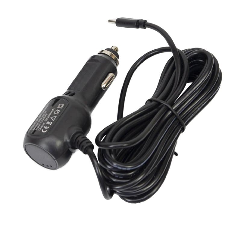 Chargeur de Voiture PNI avec Prise USB-C 12V/24V - 5V, pour DVR de Voiture, Longueur de câble 3,5m