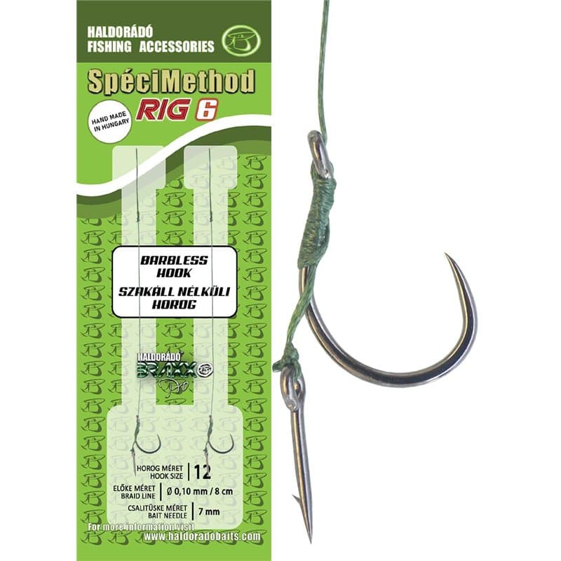 Haldorado SpéciMethod Rig 6, hameçon sans ardillon de 8 cm, taille 12, ligne tressée de 0,10 mm