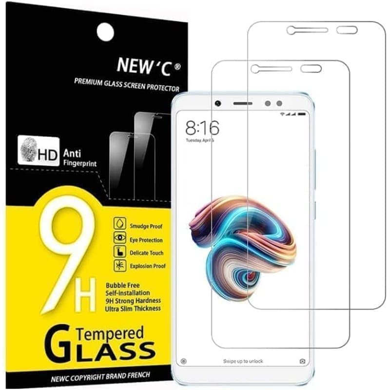 NEW'C Lot de 2, Verre Trempé pour Xiaomi Redmi Note 5, Redmi Note 5 Pro, Film Protection écran sans Bulles d'air Ultra Résistant