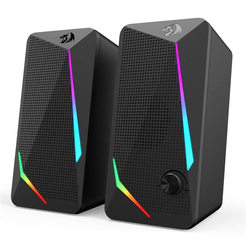 Redragon GS510 Waltz Haut-Parleur de Bureau RVB 2.0 canaux stéréo avec rétroéclairage LED, Basses améliorées et contrôle du Volu