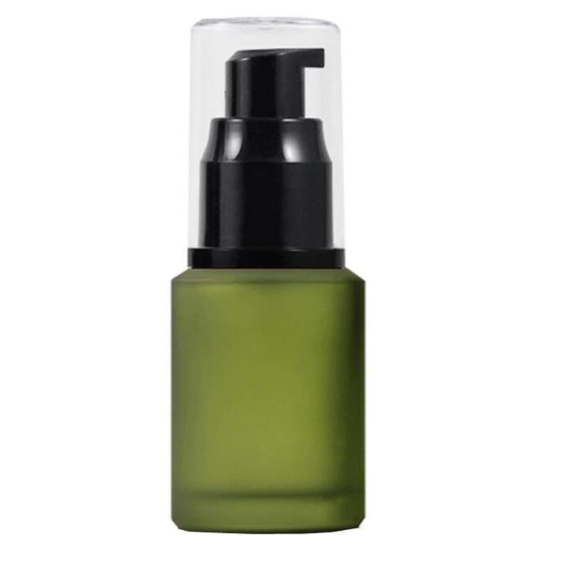 1 flacon vide rechargeable en verre dépoli vert de 60 ml avec pompe, flacon distributeur de cosmétiques, conteneur de rangement,