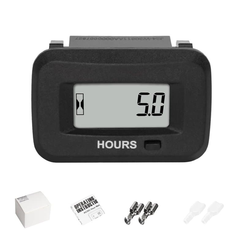 Jayron JR-HM038AD AC/DC 5V à 277V,Kit de Compteur Horaire LCD Numérique,Heures de Fonctionnement Partielles Réinitialisables,éta