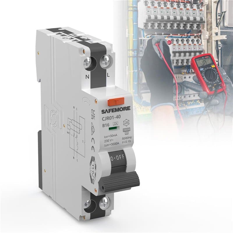 Disjoncteur Différentiel 30mA Type A 1P+N, SAFEMORE Interrupteur différentiel 16A Courbe B - Haute Sensibilité - Pose Rail DIN,