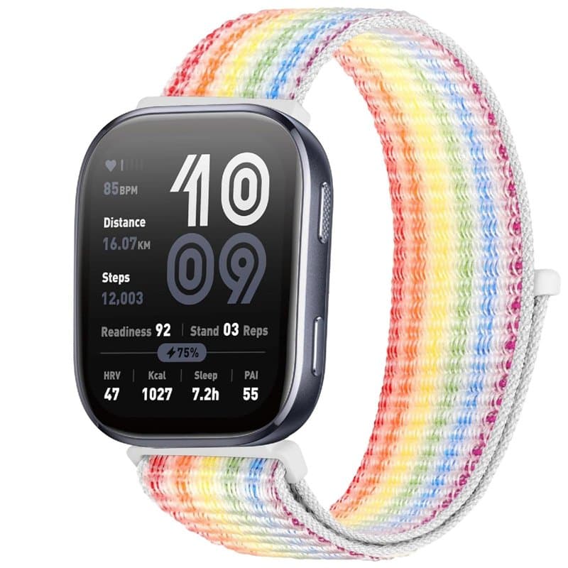 GIOPUEY Nylon Bracelet Compatible avec Amazfit Bip 6, 22mm Réglable Boucle Nylon Respirant Sport Loop Bracelet, Homme Femme - Co