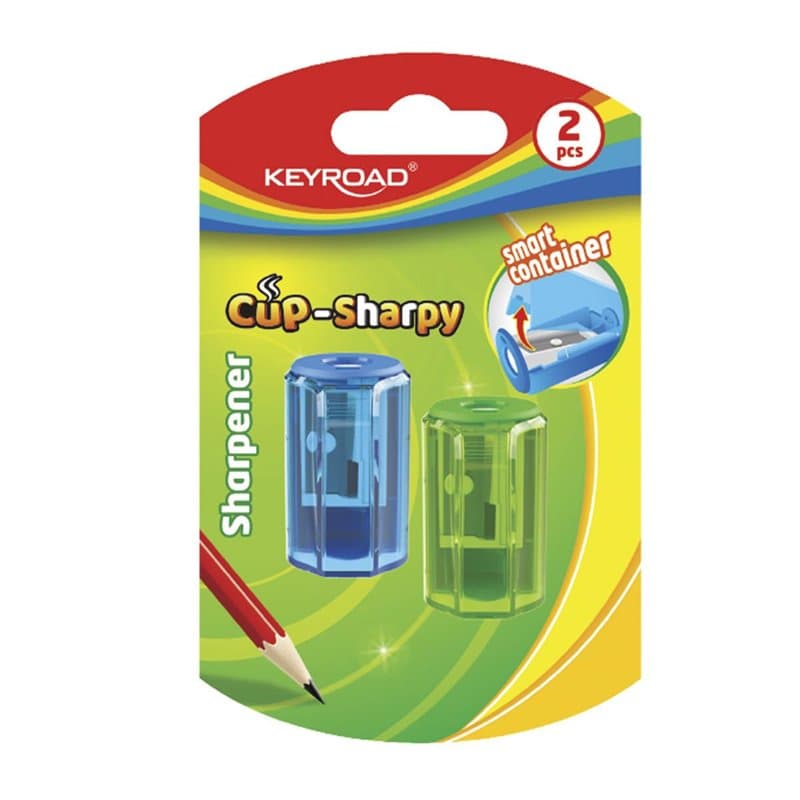 KEYROAD Lot de 2 taille-crayons manuels ergonomiques, couleurs mélangées, plastique, lames en acier, 8 mm, école et préscolaire