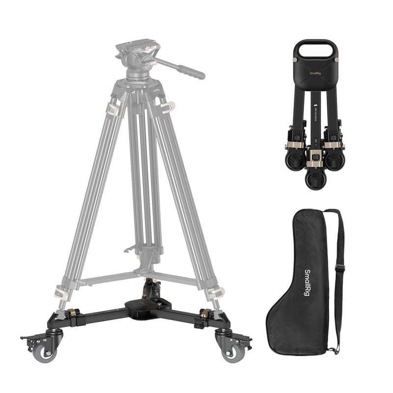 SMALLRIG Chariot de Trépied Robuste à Verrouillage Rapide pour Photographie, avec Roues en Caoutchouc de 3 Pouces, Pieds Réglabl