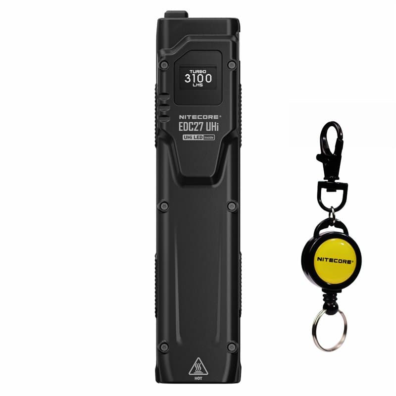 NITECORE EDC27 UHi 3100 Lumen Lampe torche EDC ultra fine haute performance avec porte-clés rétractable, Noir