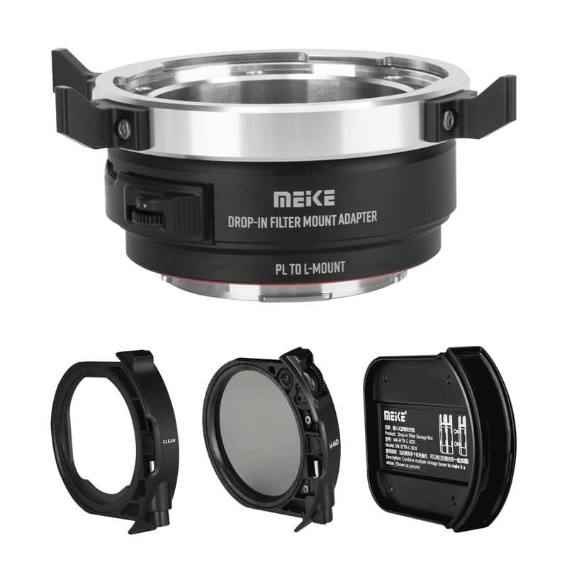 Meike MK-PLTL-C Adaptateur de montage manuel avec filtres ND et UV variables pour objectif ARRI PL-Mount Cine vers appareils pho