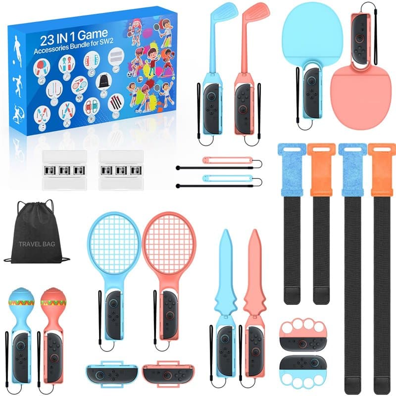 DUX DUCIS 23 en 1 Kit d’accessoires de Sport pour Nintendo Switch 2 2025, Enfants et Family Party Pack jeux de sport pour Switch