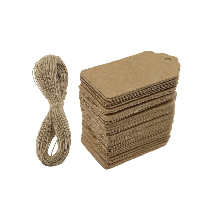 The Lord of the Tools Lot de 100 étiquettes en papier kraft marron vierges de 4 x 2 cm pour mariage, anniversaire, bagages, cart