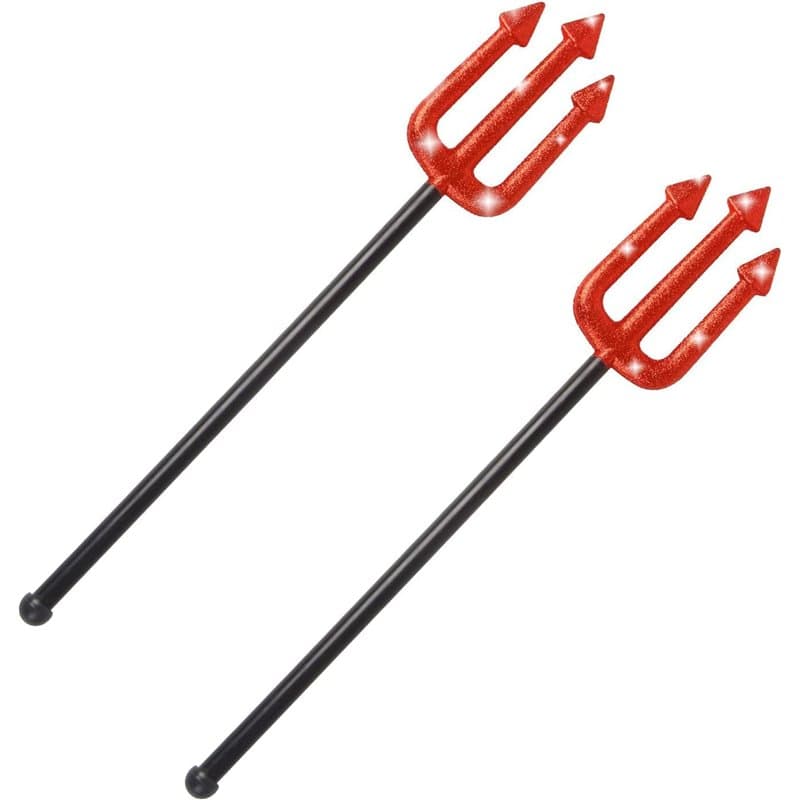 DERAYEE 2pcs Fourche de Diable,Devil Fork Sparkling Rouge Trident Arme Horreur Accessoire pour la Fête d'Halloween
