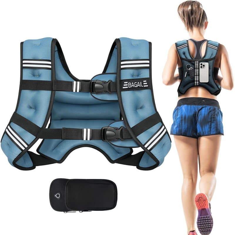 Bagail Gilet Lesté Pour la Musculation, Taille Ajustable, Poche Pratique, Gilet Lesté en Sable de Fer, Idéal Pour les Séances de