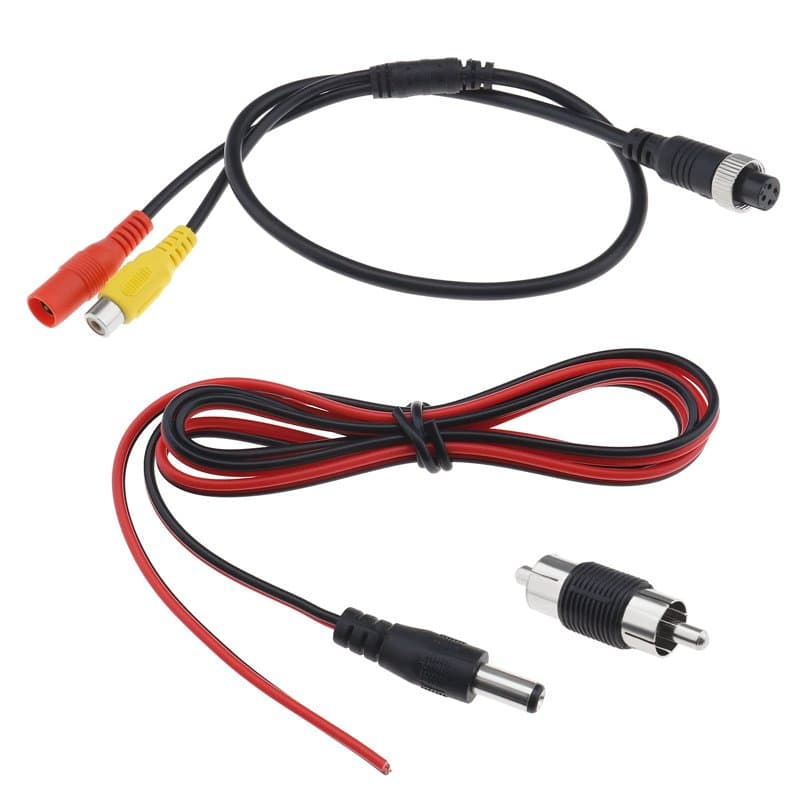 Câble femelle à 4 broches vers RCA avec adaptateur RCA mâle vers fiche et câble d'alimentation de 5,5 x 2,1 mm pour signaux audi