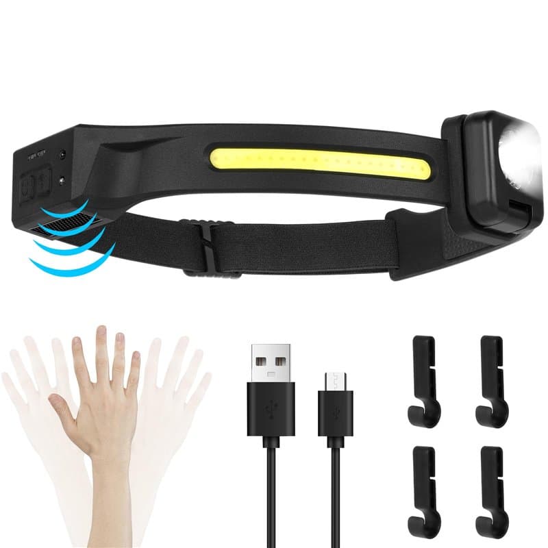 Romon Lampe Frontale Rechargeable, LED Ultra Puissante Éclairage 230° Frontale Rechargeable USB Capteur De Mouvement, Étanche IP