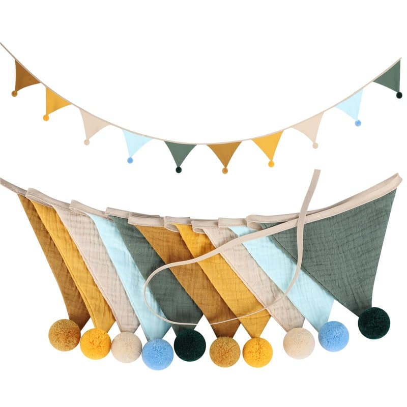 Cozary Fanions Guinguette en Tissu, Banderole Guirlande Fanion pour Chambre d'enfant, Bannière Suspendre pour Chambre à Coucher,