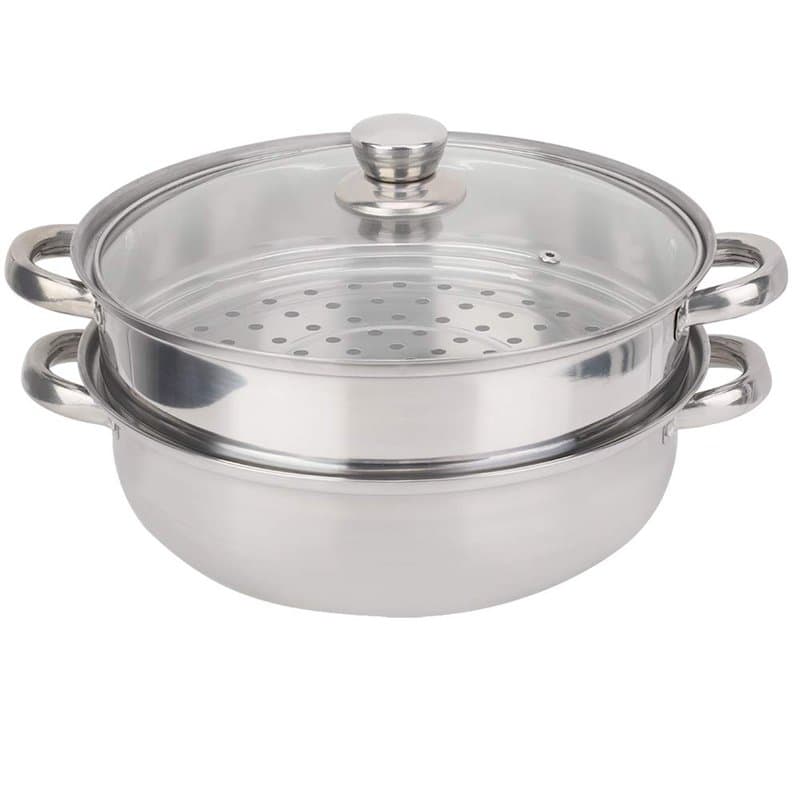 Ensemble de Marmites à Vapeur en Acier Inoxydable à 2 Couches, Cuiseur Vapeur pour la Cuisson, Casserole de Tous les Jours, Ense