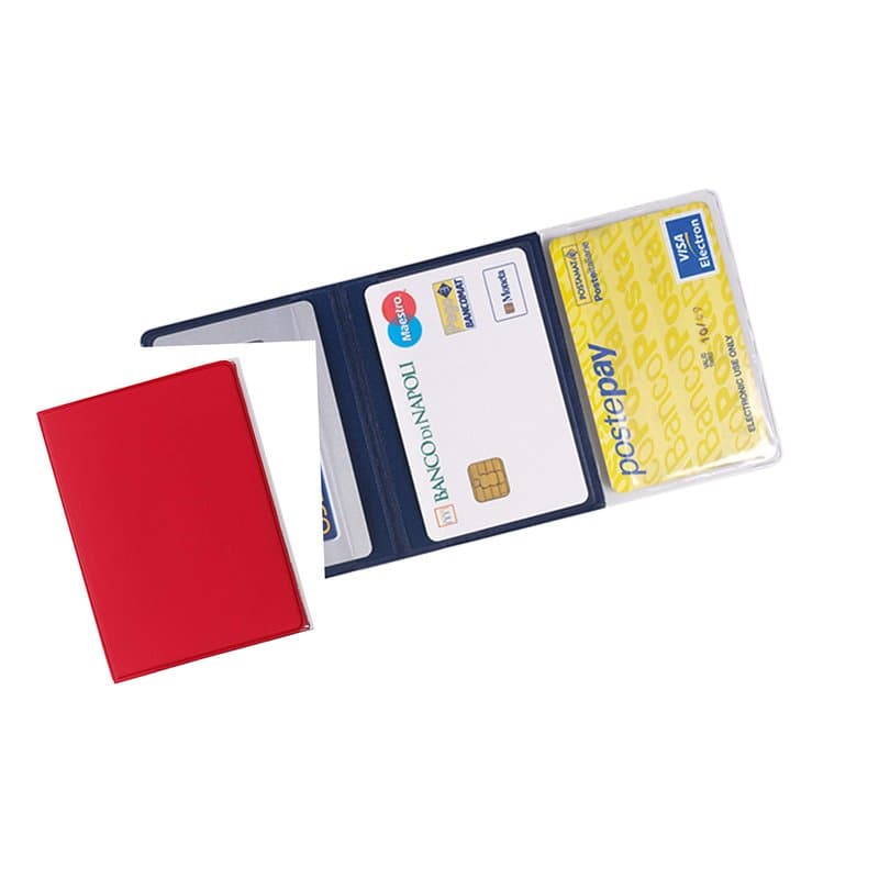 agendepoint.it - Porte-cartes de crédit et cartes magnétiques 3 poches (2 pièces) en PVC rouge, rouge, Décontracté