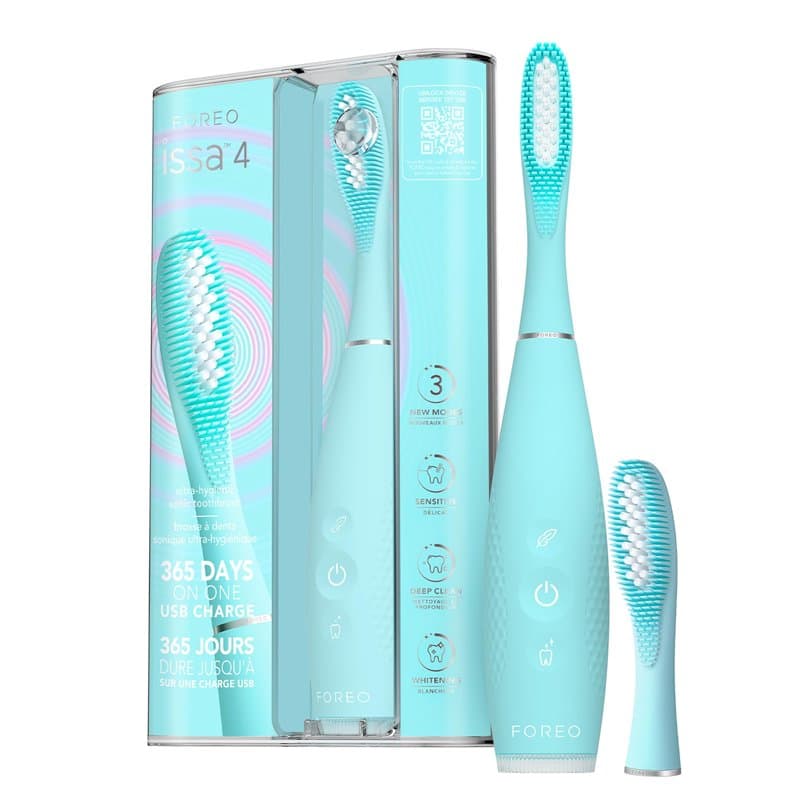 FOREO ISSA 4 Brosse à dent électrique sonique 4-en-1 rechargeable – brosse a dent souple, blanchiment dentaire, tête remplaçable