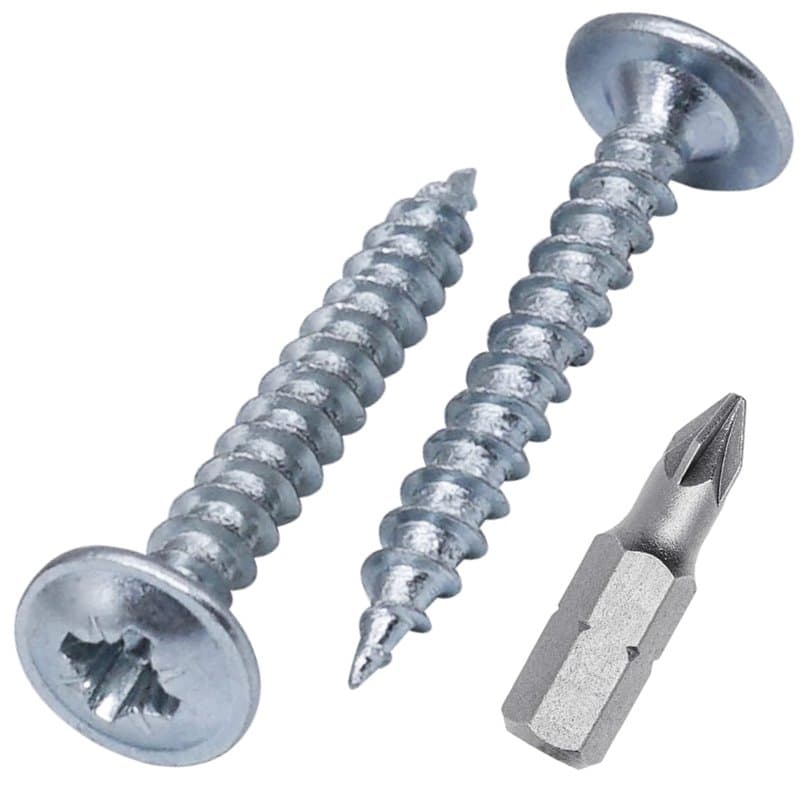 (Lot de 250) Vis à bois en acier zingué 3,5 x 25 mm Vis en métal Tête bombée modifiée Auto-taraudeuse (250, 3,5 x 25 mm)