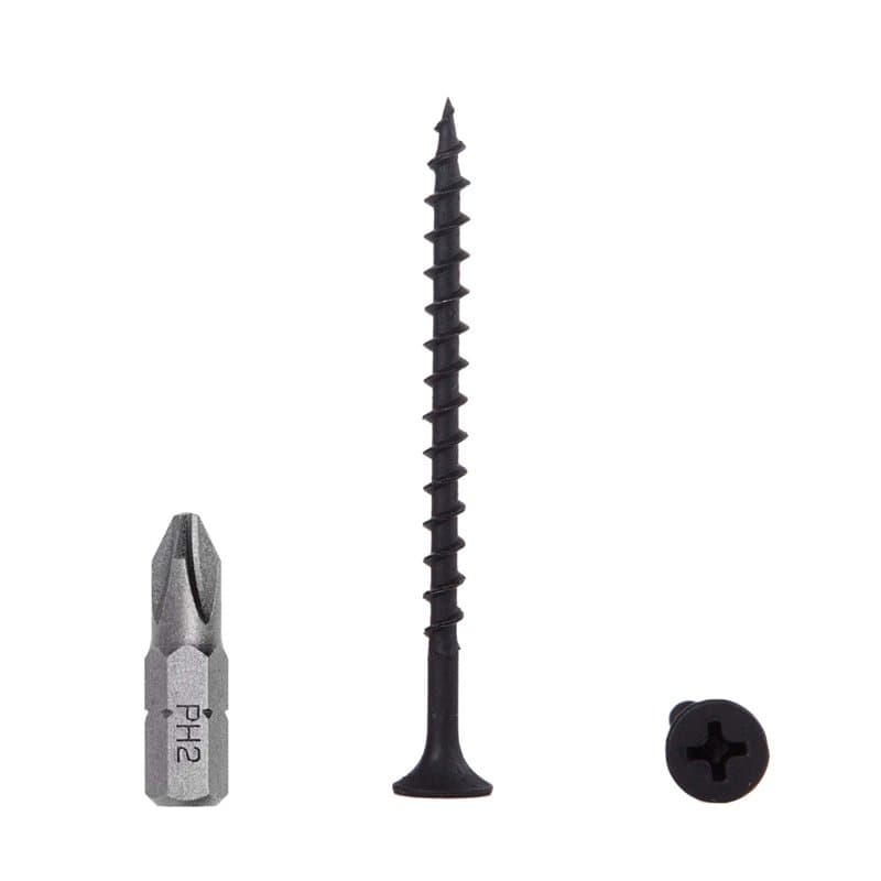 (Lot de 300 vis) Vis en acier au carbone phosphaté noir pour cloison sèche, vis à bois, tête bombée cruciforme, fixations pour p