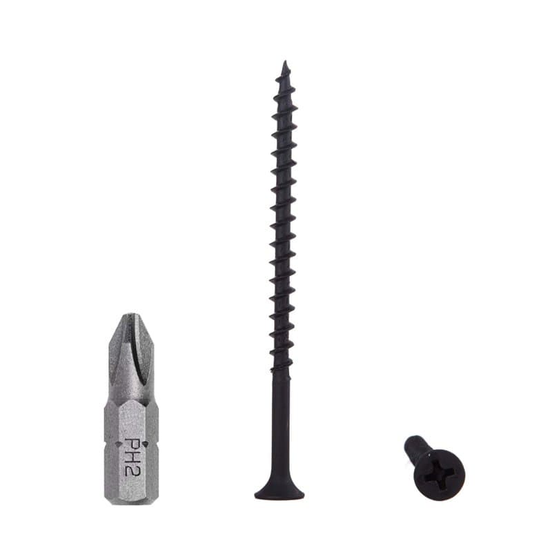 Lot de 50 vis à bois en acier au carbone phosphate noir 4,2 x 70 mm, vis pour cloison sèche, fixations pour panneaux d'aggloméré