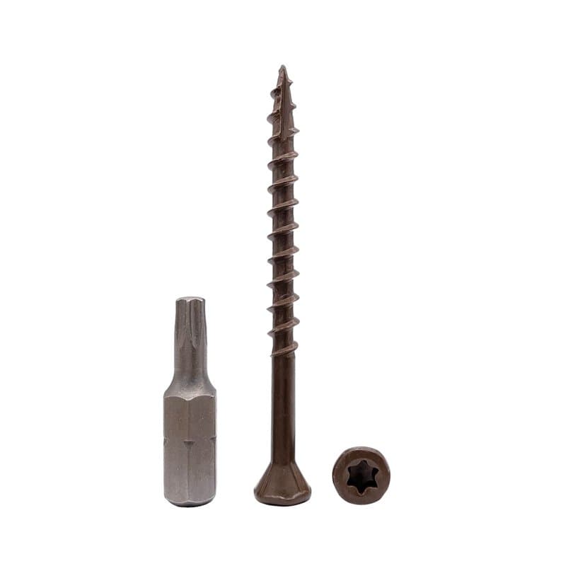 Lot de 50 vis à bois finition anti-corrosion marron 4,2 x 55 mm tête fraisée vis extérieure (50, 4,2 x 55 mm)