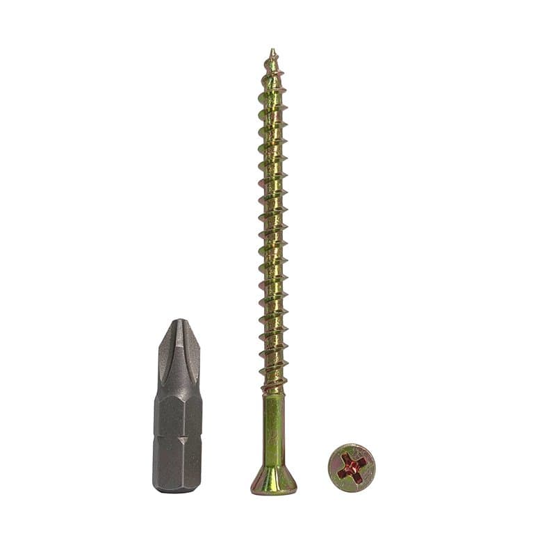 Lot de 30 vis à bois en acier zingué jaune 4,2 x 65 mm, vis à bois pour panneaux de particules, tête cruciforme, tête fraisée, c