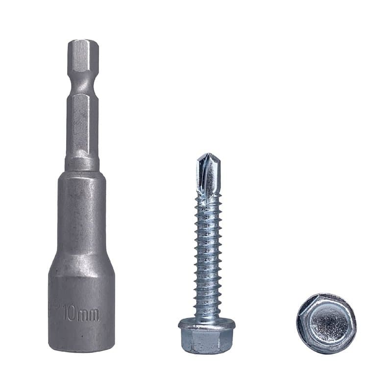 Marcopol Lot de 30 vis autotaraudeuses DIN 7504K en acier zingué 6,3 x 38 mm Vis autoforeuses à tôle Tête de rondelle hexagonale