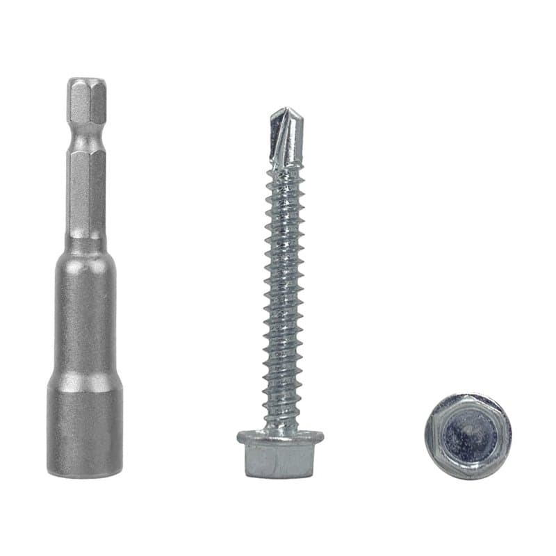 Lot de 120 vis autoforeuses DIN 7504K en acier zingué 4,8 x 38 mm Vis à tôle autoforeuse Tête hexagonale autotaraudeuse (120, 4,