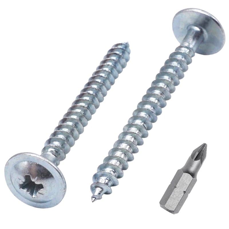 Lot 100 de vis à bois en acier zingué 5 x 50 mm, vis en métal, tête bombée modifiée, auto-taraudeuse (100, 5 x 50 mm)