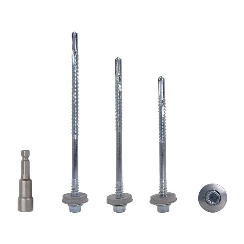 Lot de 40 vis auto-perceuses en acier zingué, tête hexagonale 5,5 x 220 mm avec rondelles EPDM pour fixer des panneaux sandwich