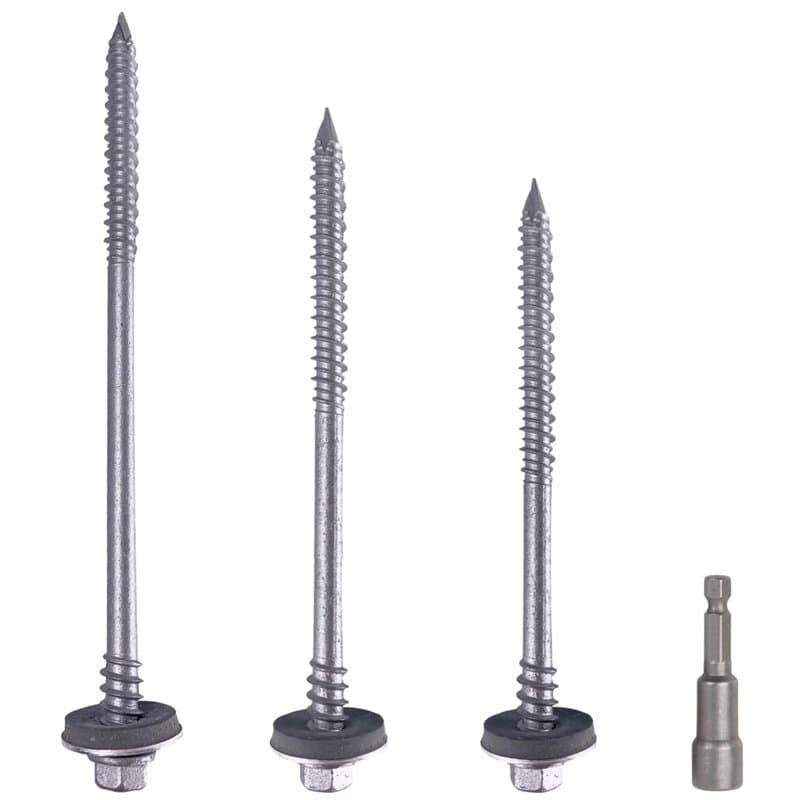 Lot de 50 vis à tête hexagonale autotaraudeuses 6,4 x 190 mm en acier au carbone avec rondelles EPDM pour la fixation de panneau