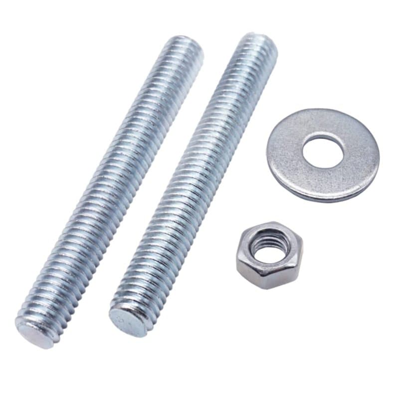 Lot de 10 tiges de vis M8 x 90 mm entièrement filetées avec écrous hexagonaux et rondelles, tige de goujon, tige DIN 796-1 (10,