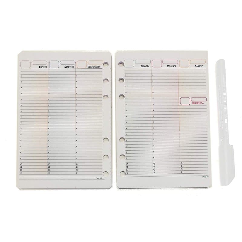 Rechange/recharge pour agenda organisateur format A6 Personal avec 6 anneaux 11 x 16 cm (Agenda sans dates)