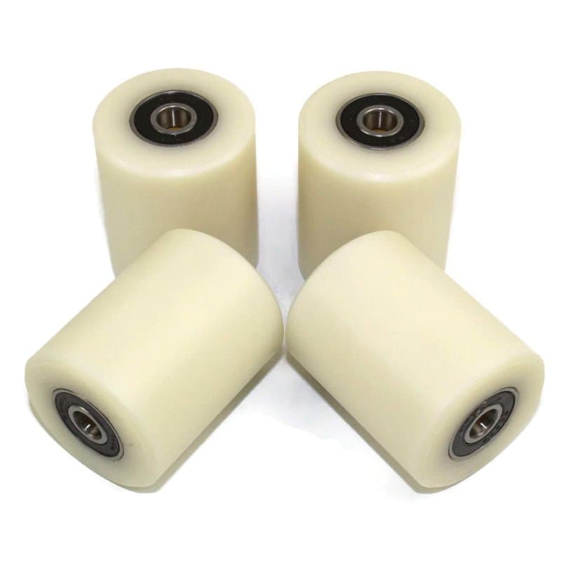 Lot de 4 rouleaux en nylon polyamide, 4 cm de diamètre, 50 cm de largeur, roulements de 0,8 cm, usiné avec précision dans l'UE (